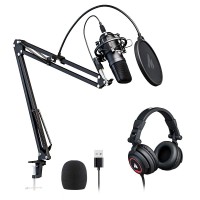 MAONO AU-A04H | Kit de micrófono USB con juego de auriculares de estudio