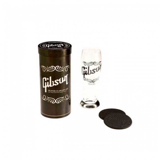 GIBSON GS-LGPILSNER | Vaso de Vidrio con 2 portavasos de cuero