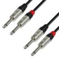 Adam Hall K4TPP0300 | Cable de Audio REAN de 2 Jacks 6,3 mm Mono a 2 Jacks 6,3 mm Mono 3 Mt