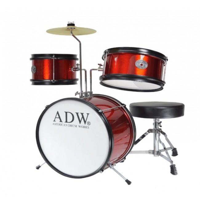 ADW ADS303PK-RD | Batería acústica  de 3 piezas Junior color rojo